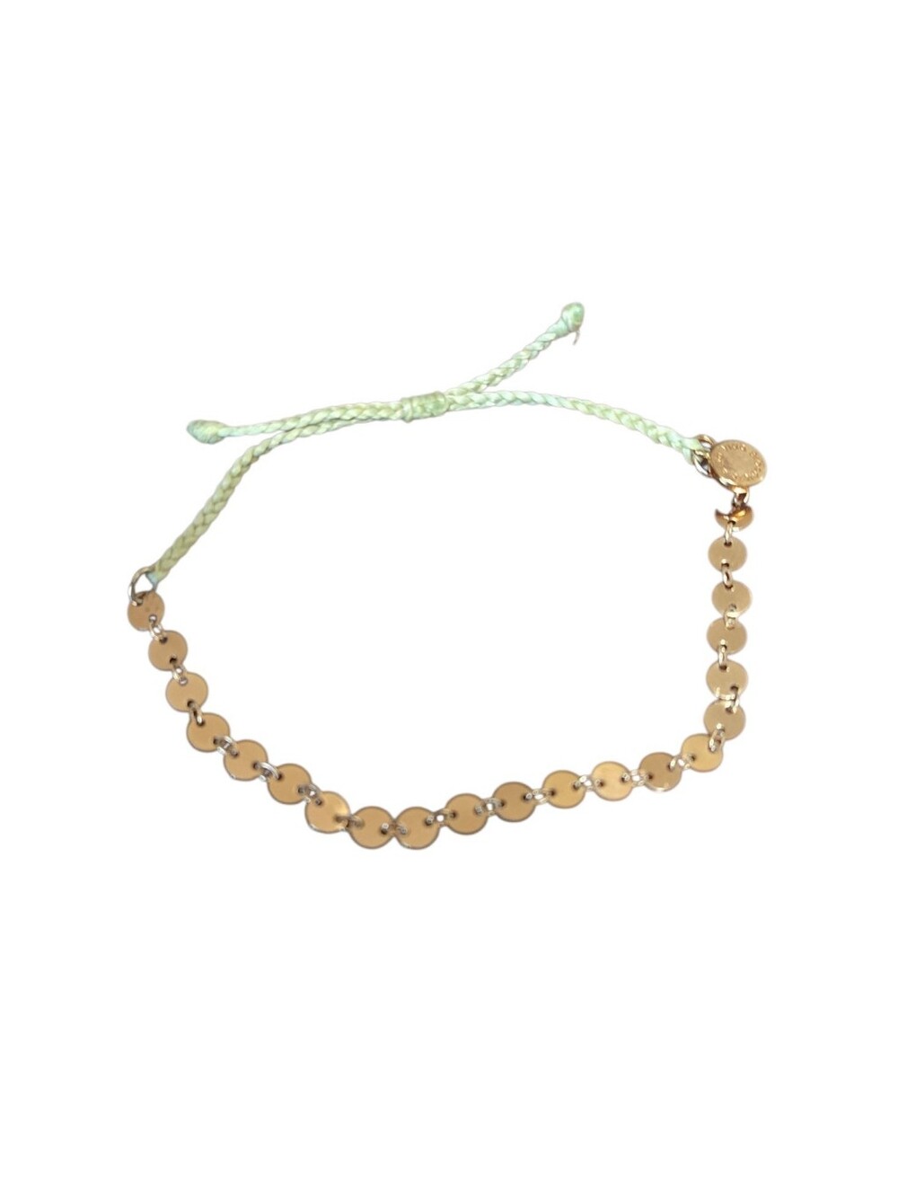 Pura Vida Rose Gold Disc Bracelet with Mint Cord